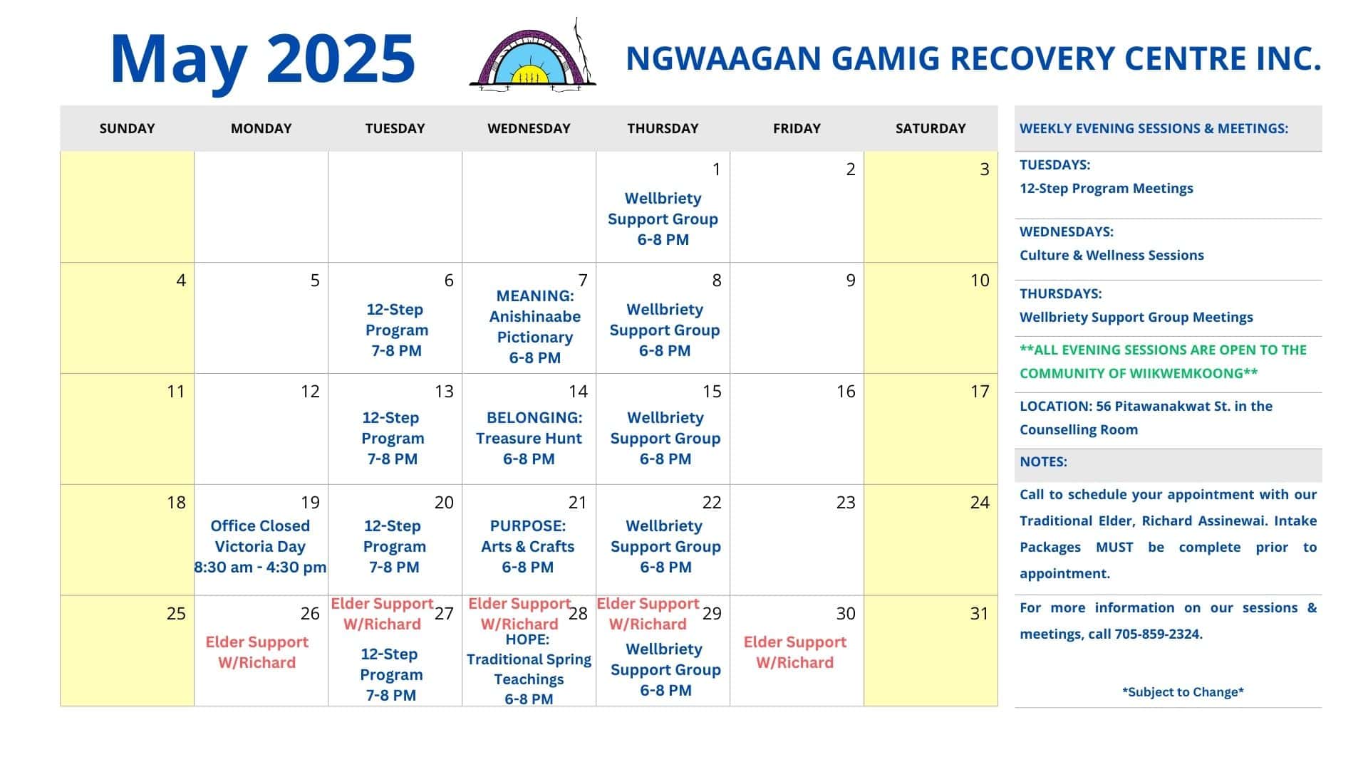 May Program Calendar